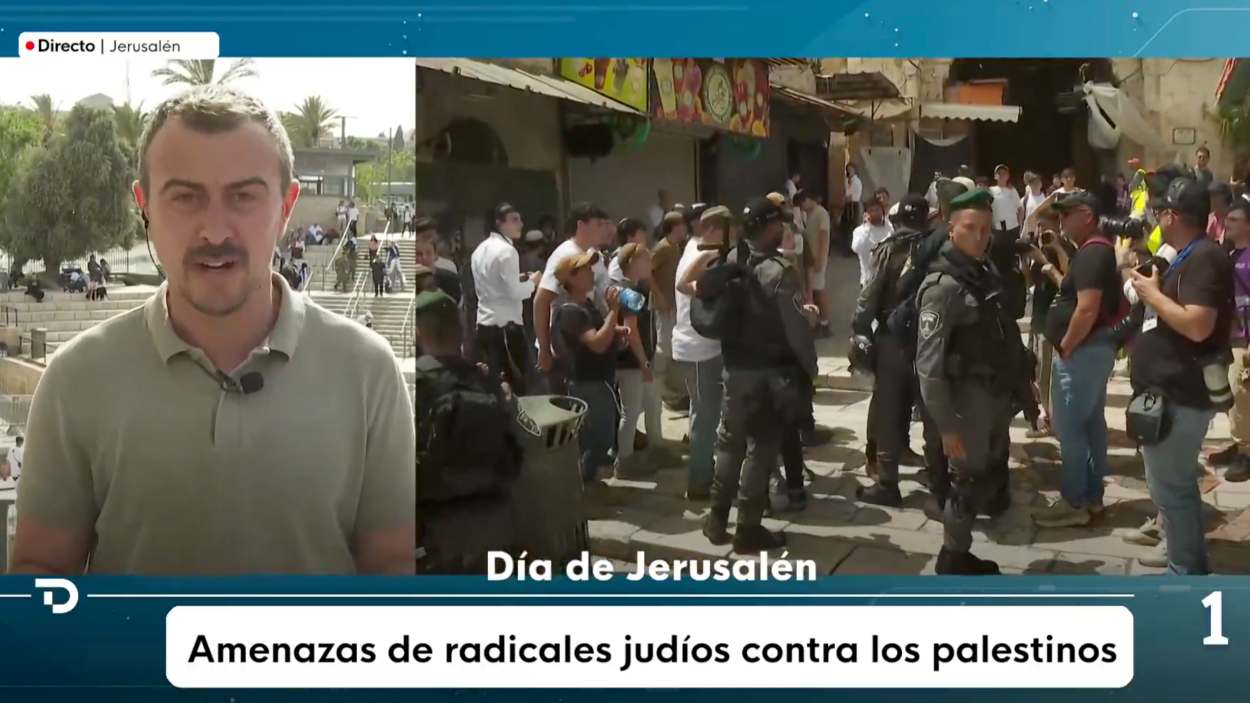 Marc Campdelacreu en un directo para el Telediario de La 1 de TVE desde Jerusalén 