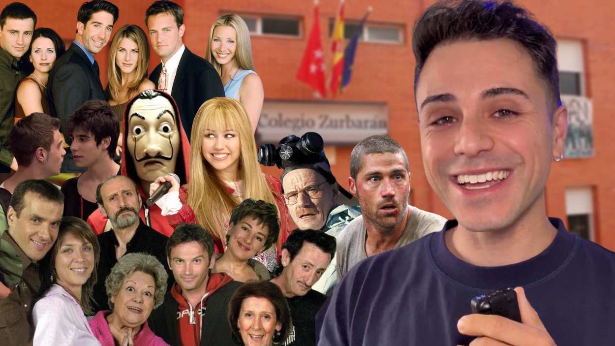Jorge Neila y algunos personajes de 'Física o Química', 'La casa de papel', 'Friends' o 'Perdidos'