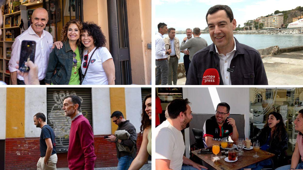 Los candidatos a la presidencia de la Junta de Andalucía durante la jornada de reflexión 