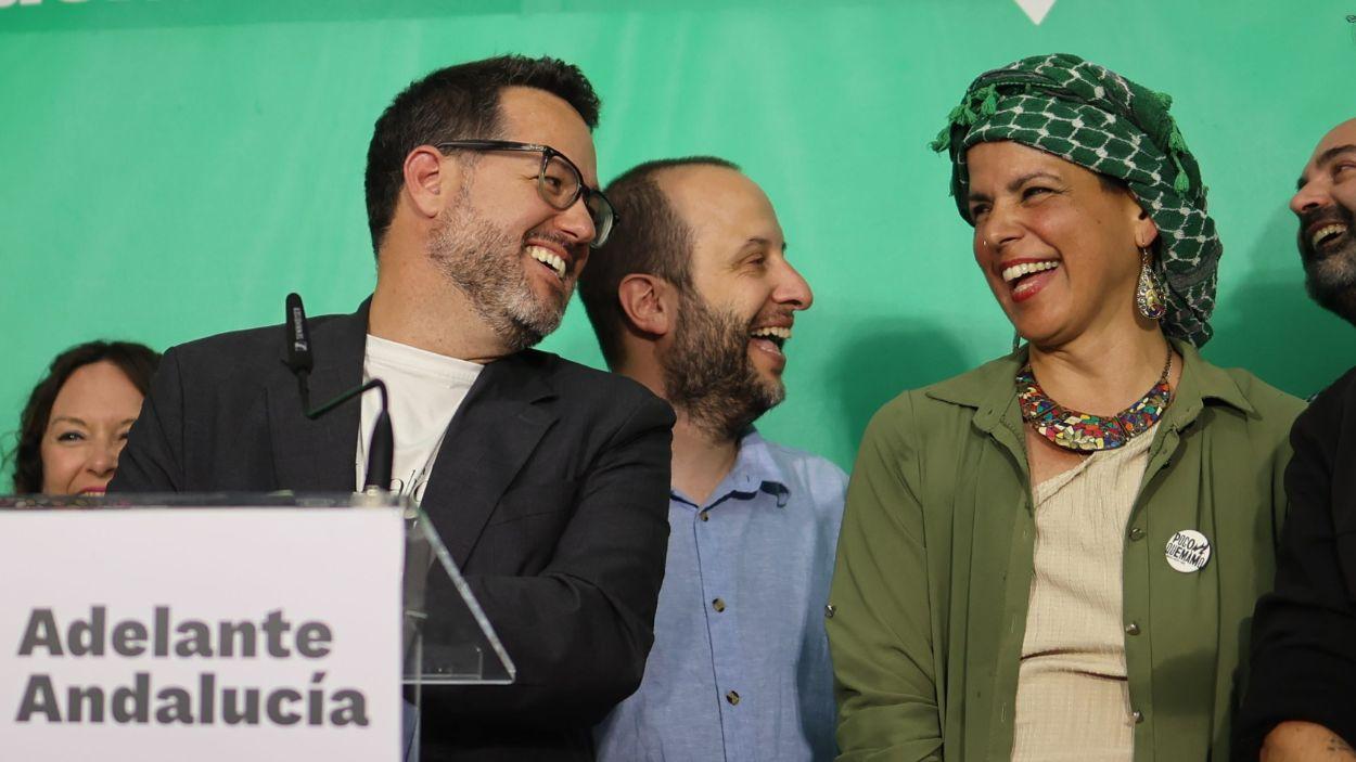El candidato de Adelante Andalucía, José Ignacio García, junto a su fundadora, Teresa Rodríguez. EP