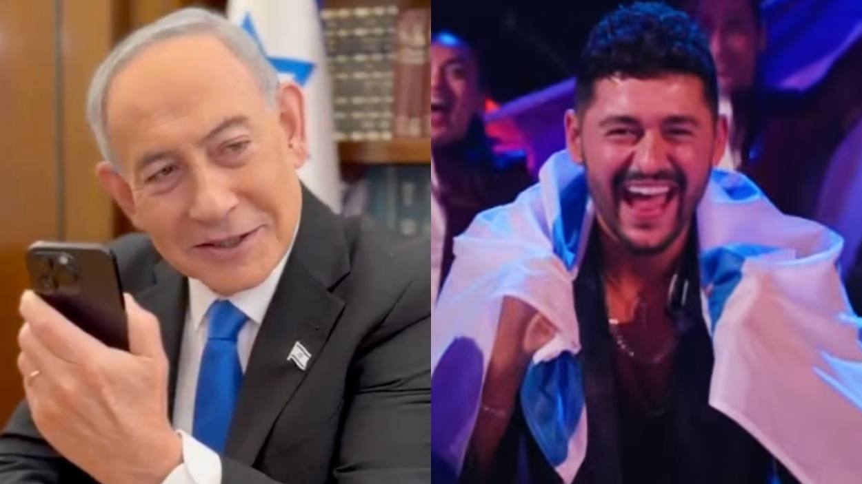 Benjamín Netanyahu y el representante de Israel en Eurovisión 2026, Noam Bettan
