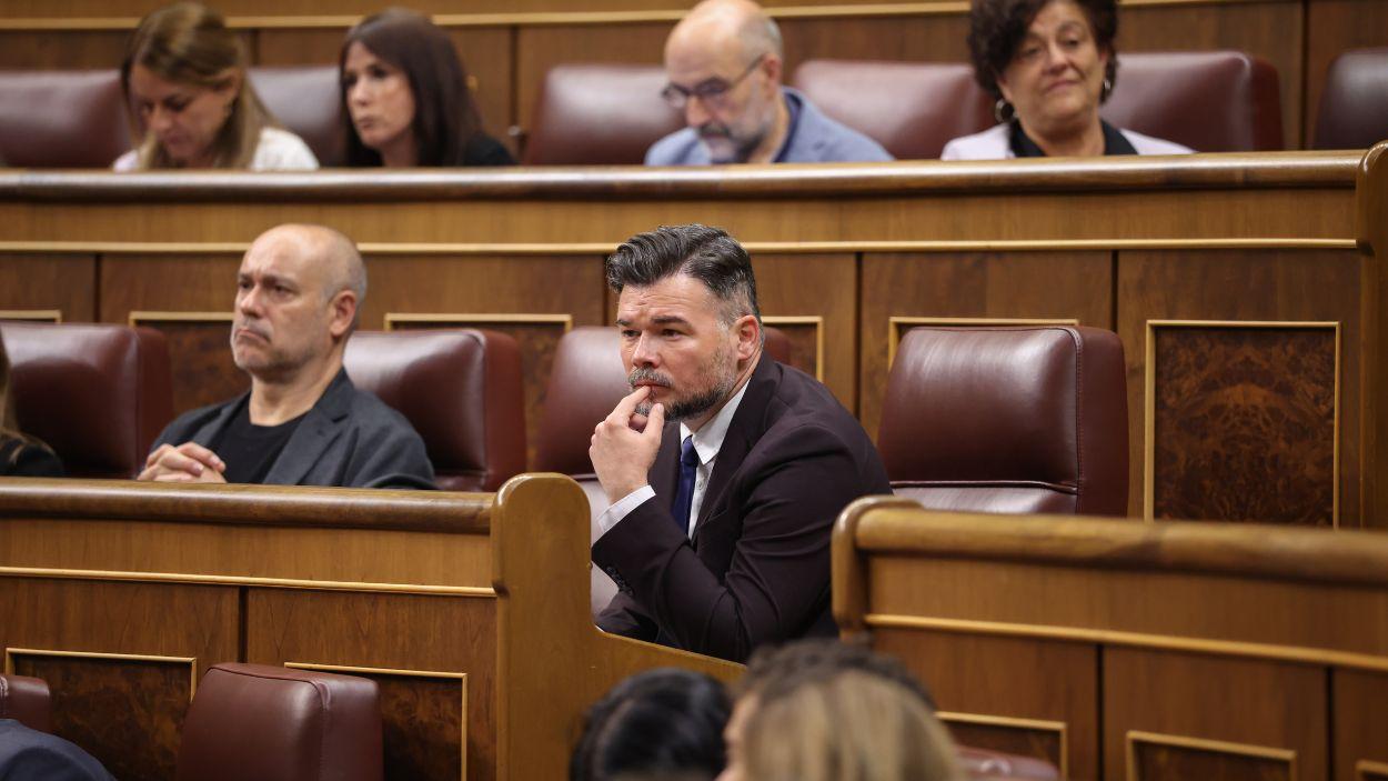 El diputado de ERC, Gabriel Rufián, durante una sesión plenaria en el Congreso. EP