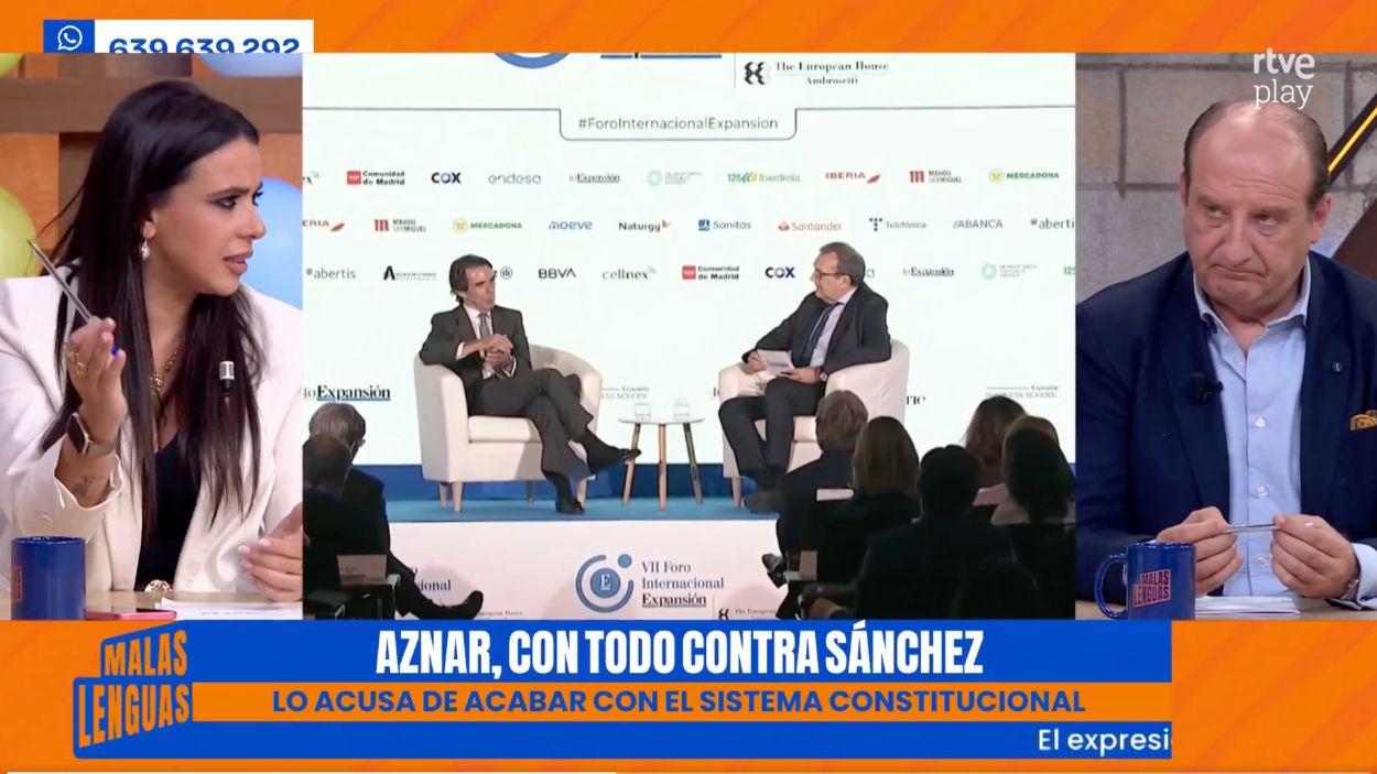 Sarah Santaolalla y Joaquín Moeckel en 'Malas Lenguas'. TVE.