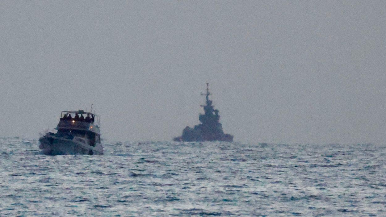 Una de las embarcaciones de la Flotilla hacia la Franja de Gaza, interceptada por la Marina israelí en aguas internacionales. EP.
