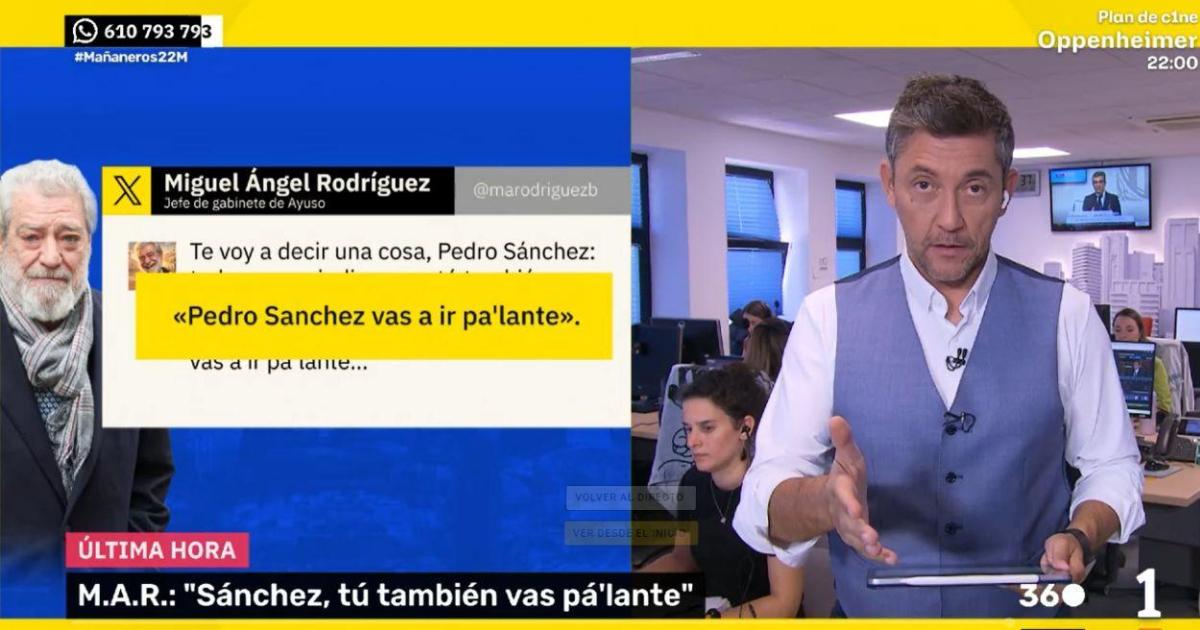Javier Ruiz pone el foco en el mensaje de Miguel Ángel Rodríguez a Sánchez: «¿Causa o reflejo?»