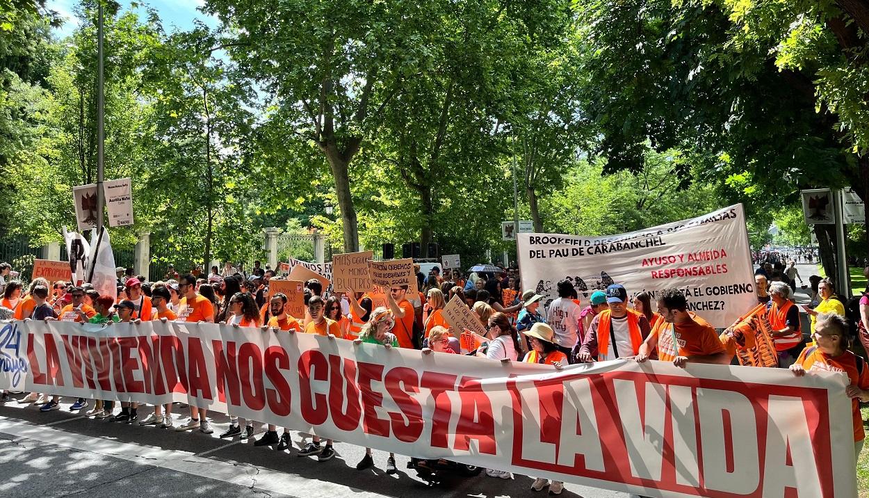 Cabecera de la manifestación por la vivienda en Madrid. EP