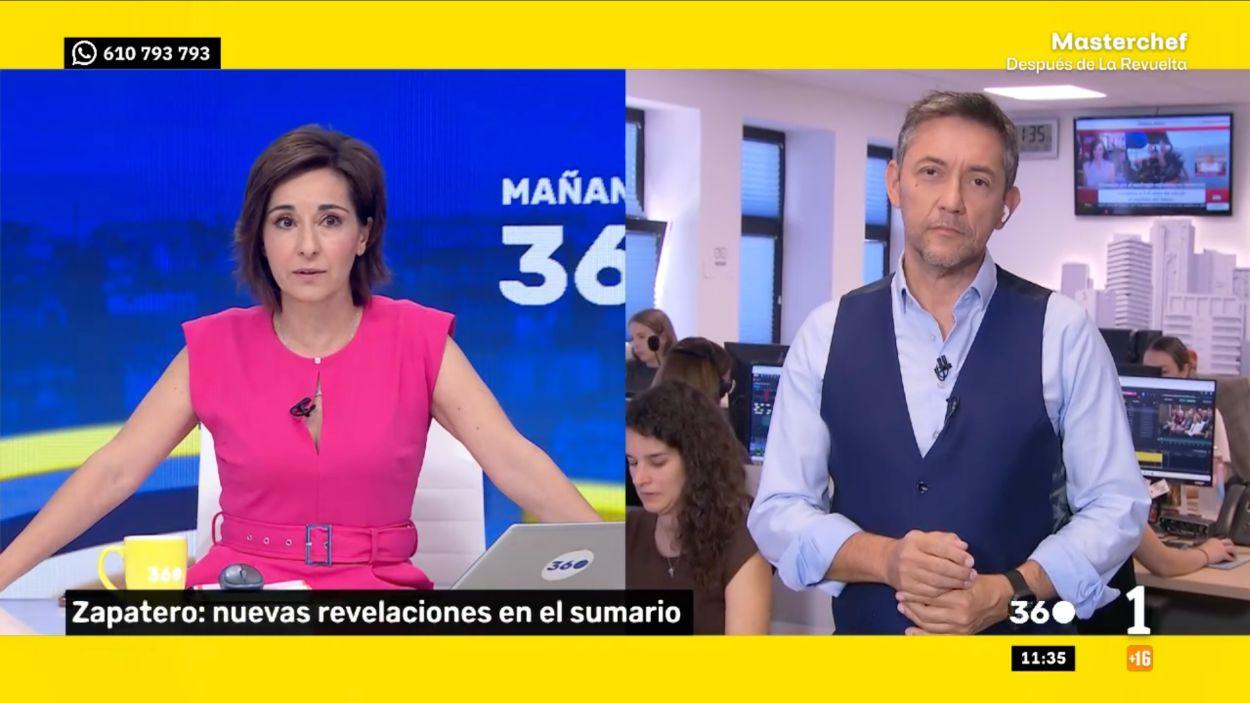 Adela González y Javier Ruiz en 'Mañaneros 360'. RTVE.