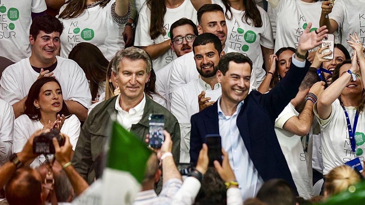 El presidente del PP, Alberto Núñez Feijóo y el presidente del PP-A, Moreno Bonilla / EP