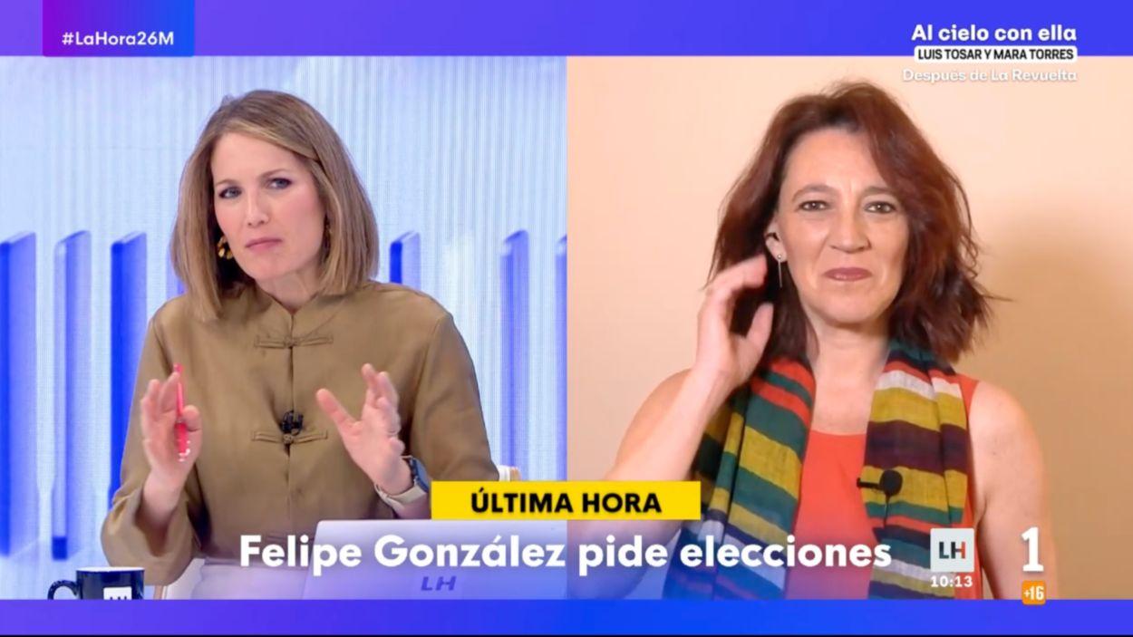 Silvia Intxaurrondo y Cristina Monge en 'La Hora de La 1'. RTVE.
