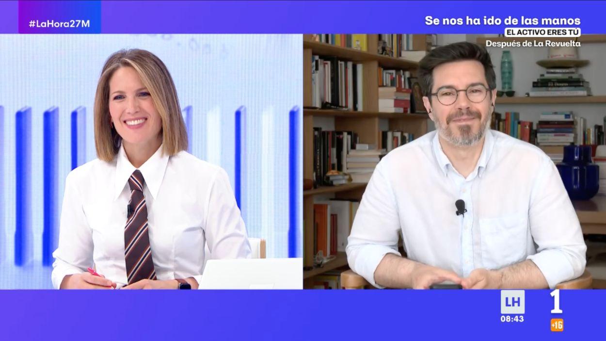 Silvia Intxaurrondo y Toni Aira en 'La Hora de La 1'. RTVE.