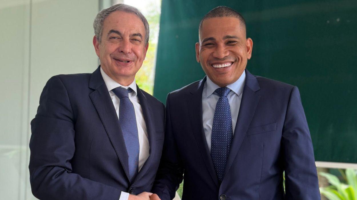 Leocenis Garcia con el expresidente del Gobierno José Luis Rodríguez Zapatero. X.