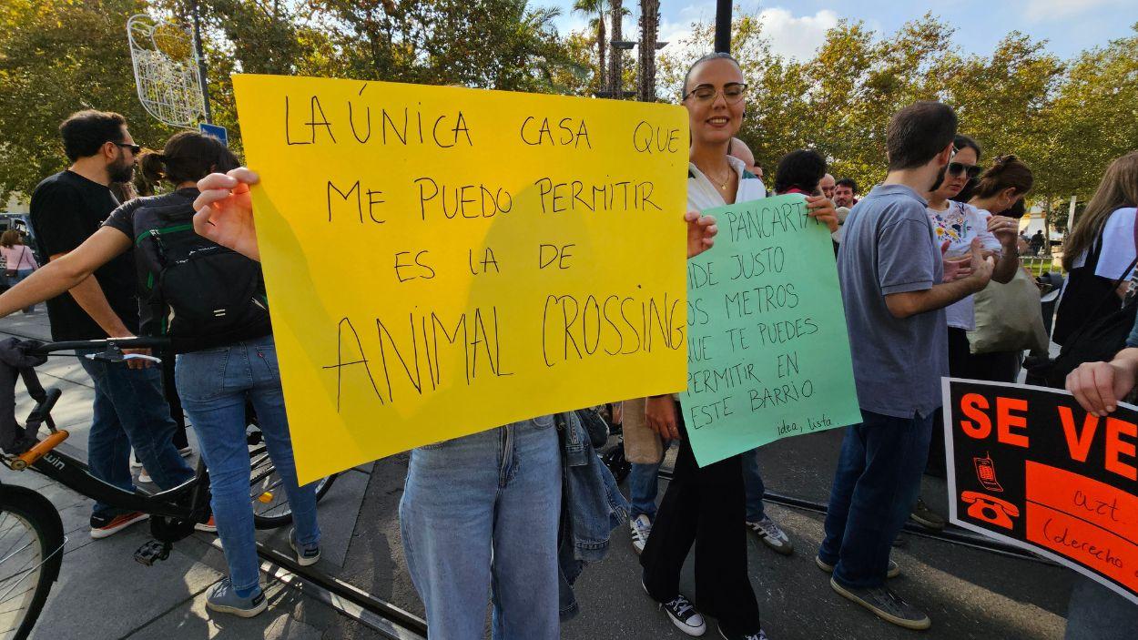 Pancarta de la movilización por la vivienda en Sevilla en noviembre de 2024