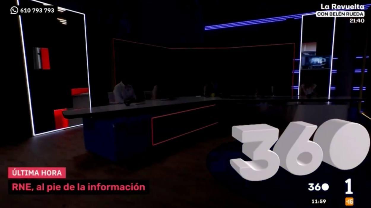 Momento del apagón en el plató de 'Mañaneros 360' (RTVE)
