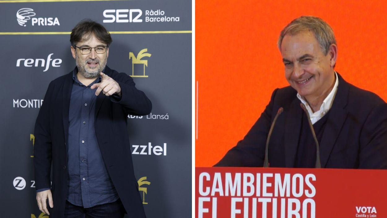 El presentador Jordi Évole y el expresidente José Luis Rodríguez Zapatero. EP.