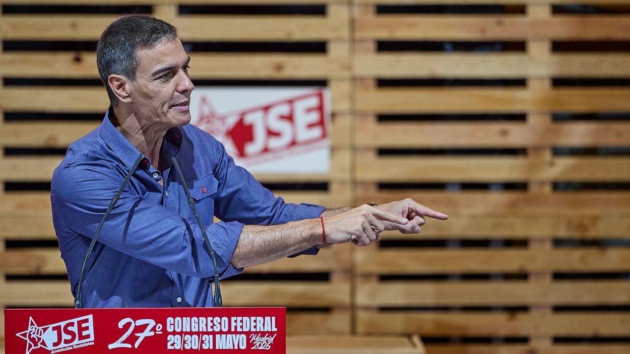 El presidente del Gobierno, Pedro Sánchez, interviene en el acto de clausura del 27º Congreso de las Juventudes Socialistas. Europa Press.