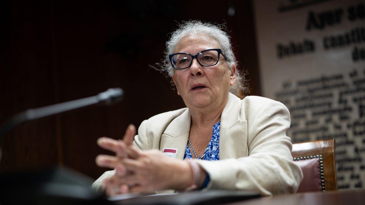 La empresaria investigada por la trama de hidrocarburos, Carmen Pano, en el Senado. EP