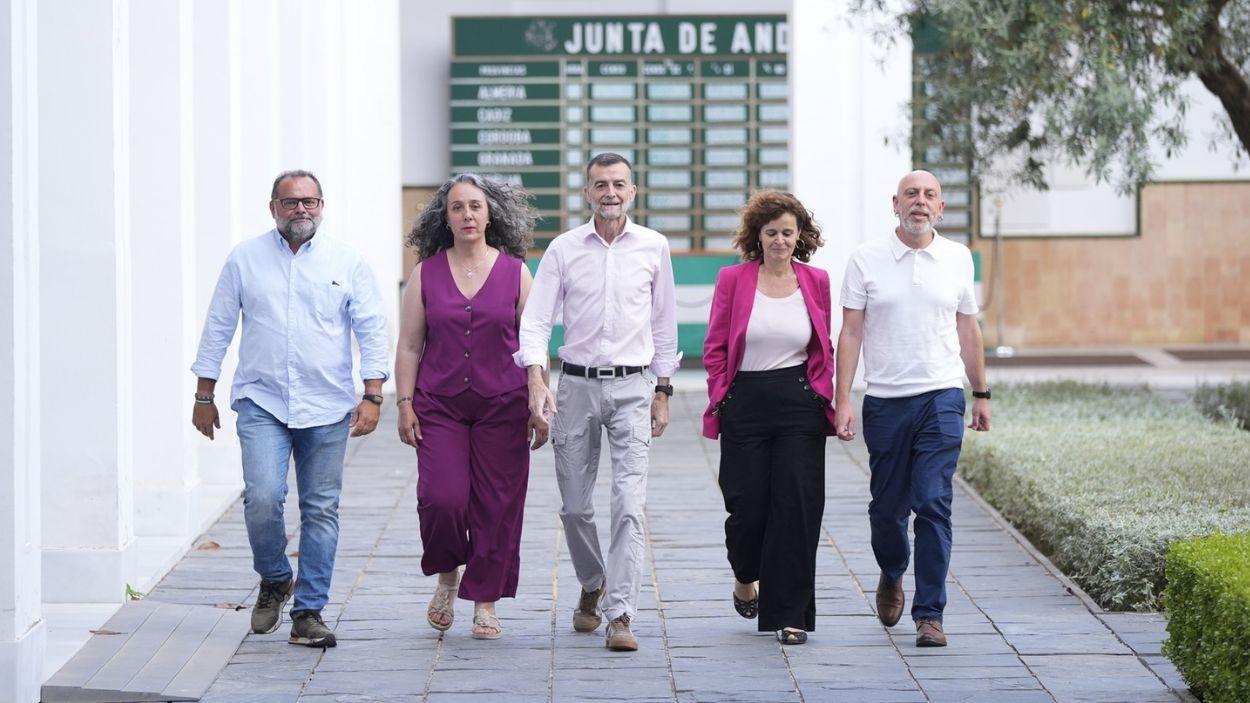 Los cinco diputados del grupo parlamentario Por Andalucía: Rafael Sánchez, Rosa Rodríguez, Antonio Maíllo, Esperanza Gómez y Ernesto Alba / EP
