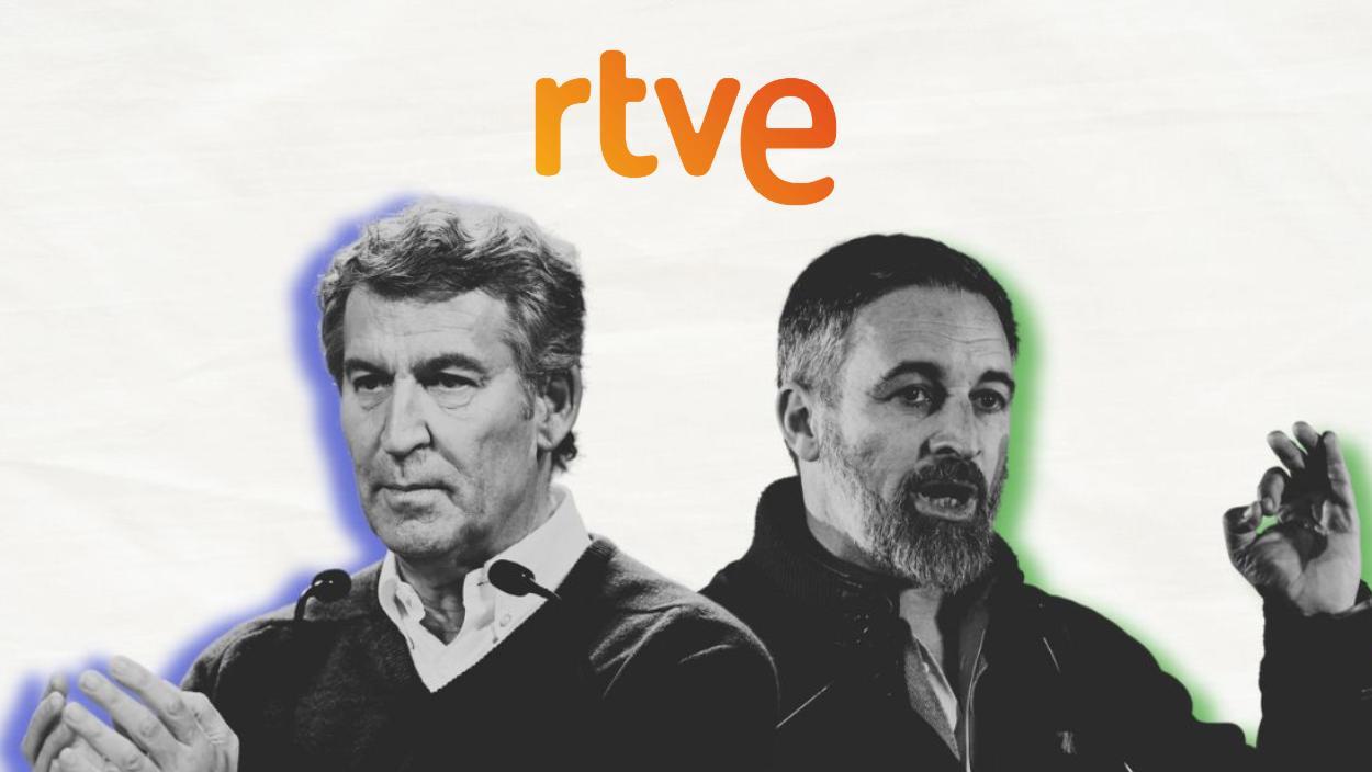 Alberto Núñez Feijóo (PP) y Santiago Abascal (Vox)