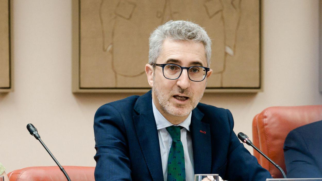 El ministro de Hacienda, Arcadi España, en el Congreso de los Diputados. EP
