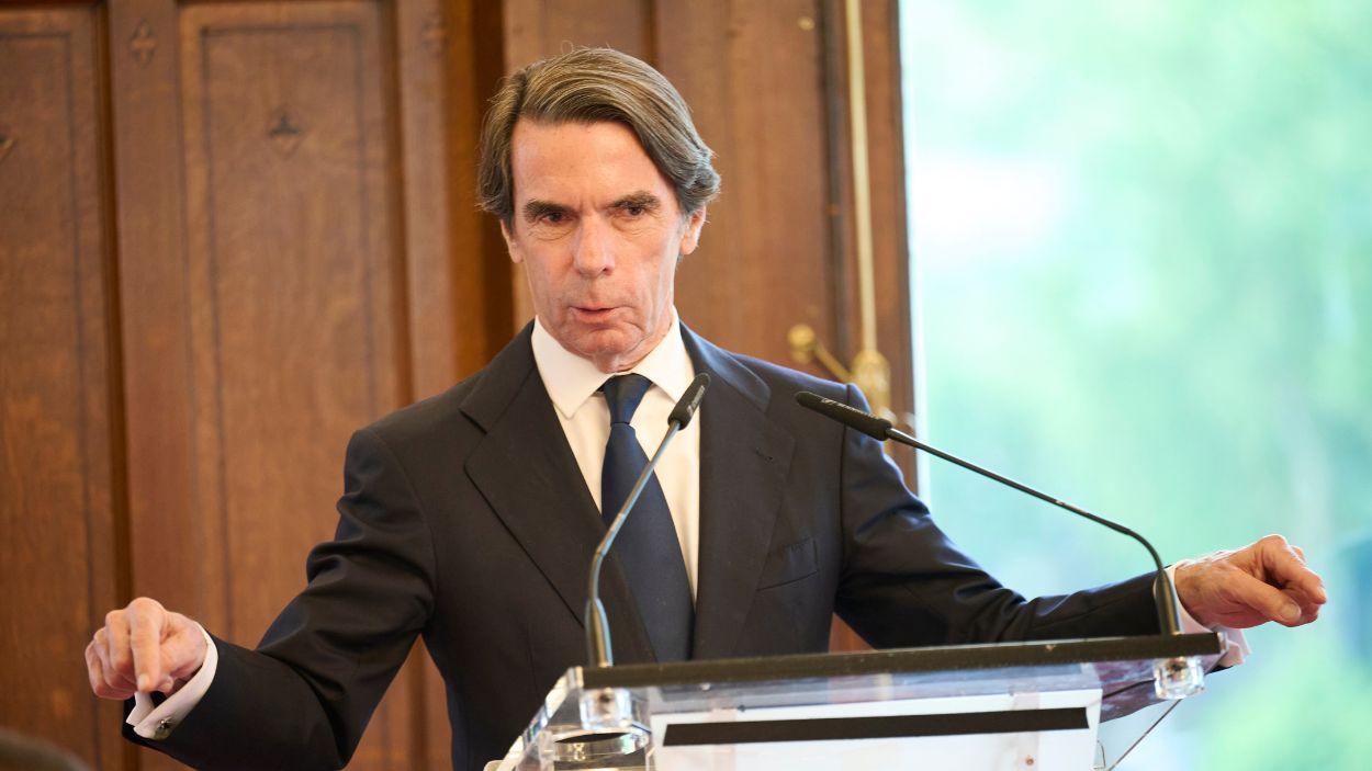 El expresidente del Gobierno José María Aznar en la presentación de su libro en Bilbao, a 4 de junio de 2026. EP.