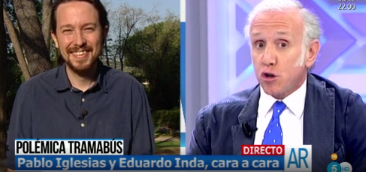 Eduardo Inda y Pablo Iglesias en El Programa de Ana Rosa