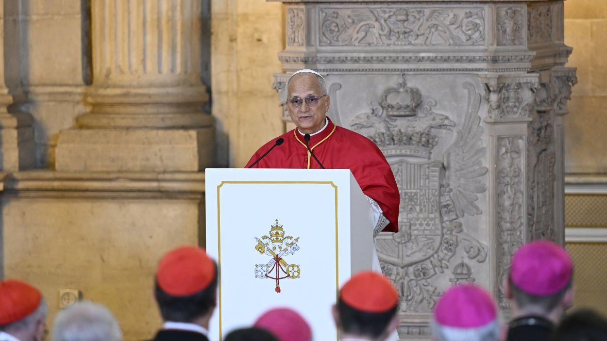 El Papa ofrece su discurso desde el Palacio Real tras la recepción. Europa Press.
