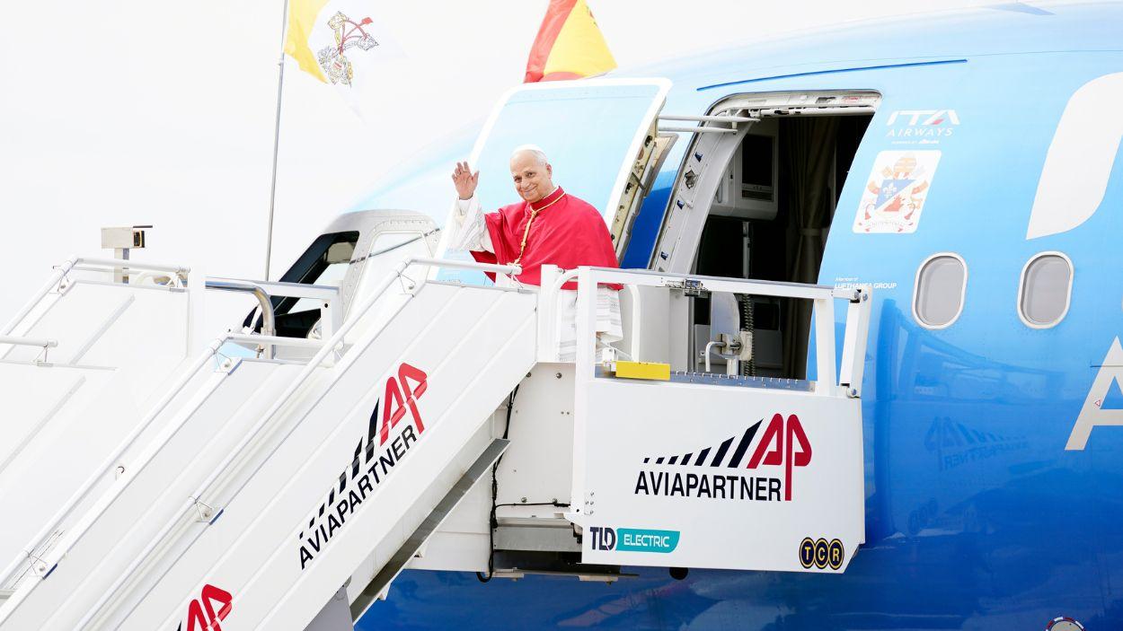 El Papa León XIV aterriza en el Aeropuerto Adolfo Suárez Madrid Barajas. EP.
