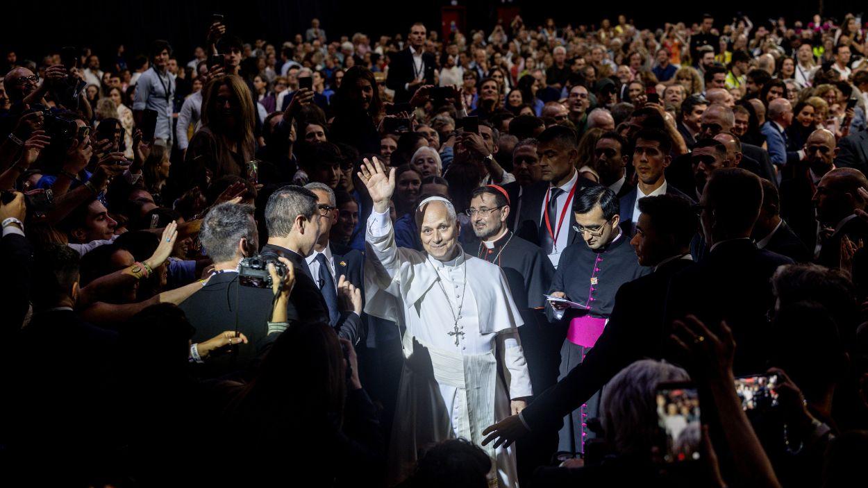 El papa León XIV a su llegada al Movistar Arena. EP. 