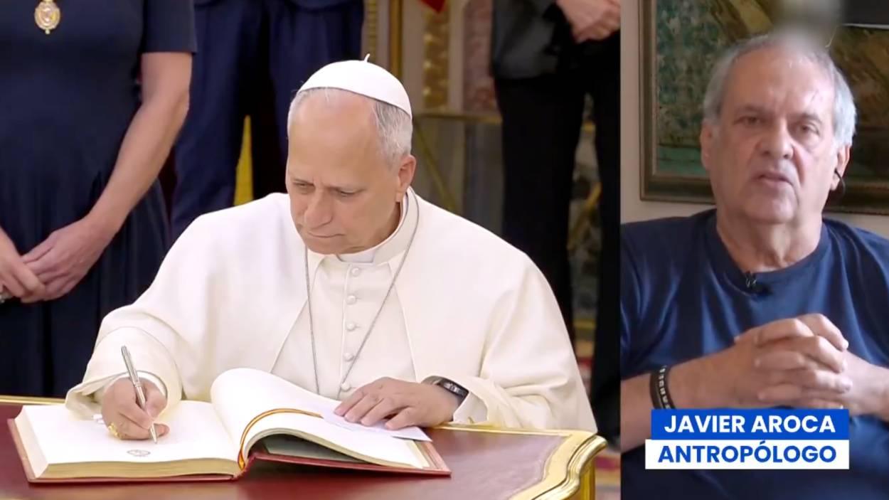 Javier Aroca y el Papa León XIV en el Congreso (RTVE)