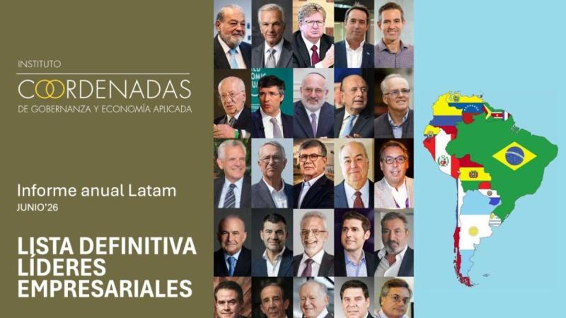El Instituto Coordenadas identifica a los 25 empresarios más influyentes de América Latina en 2026