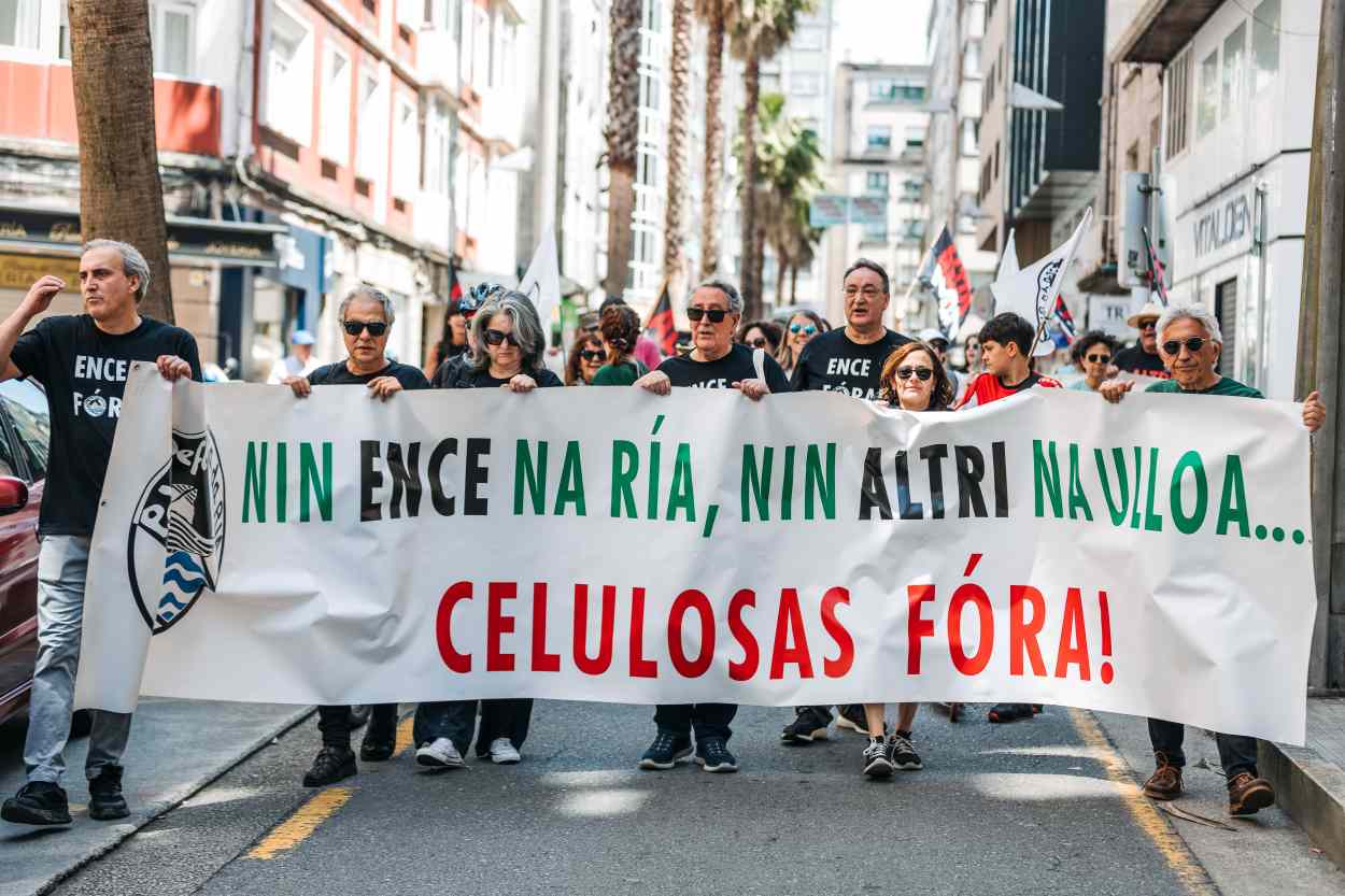 Hace 15 días Pontevedra acogió una manifestación contra las celulosas (la planta de la capital provincial y Altri (Foto: Europa Press).