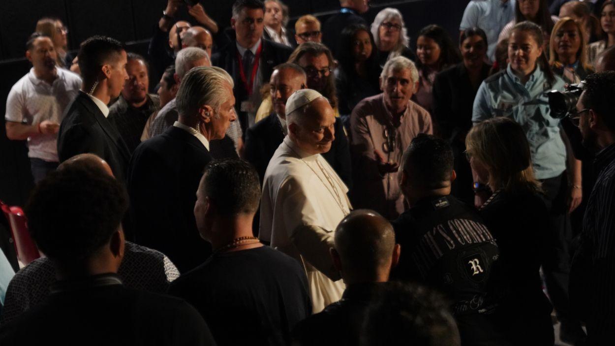 El Papa León XIV en su visita al centro penitenciario Brians 1 en Sant Esteve Sesrovires (Barcelona), a 10 de junio de 2026. David Zorrakino / EP