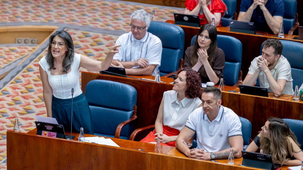 La portavoz de Más Madrid en la Asamblea de Madrid, Manuela Bergerot, durante un pleno de la Asamblea de Madrid, a 11 de junio de 2026, en Madrid (España). EP.
