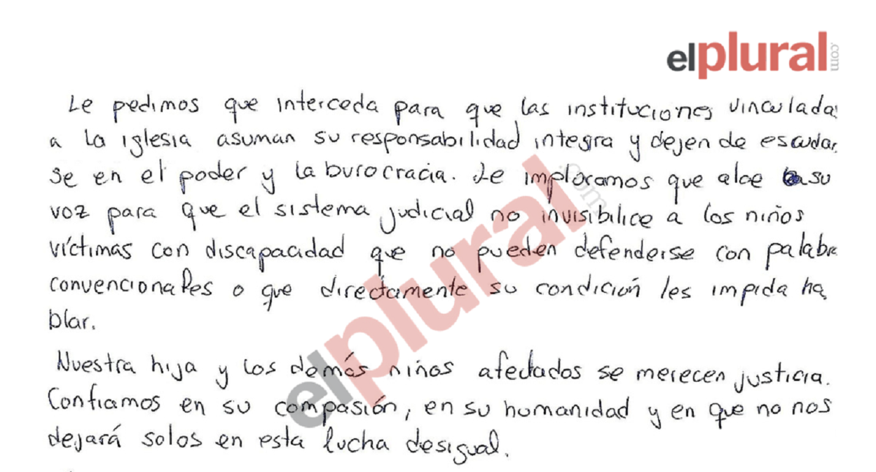 Una familia envía una carta al Vaticano por el 'caso Alborada'. El Plural