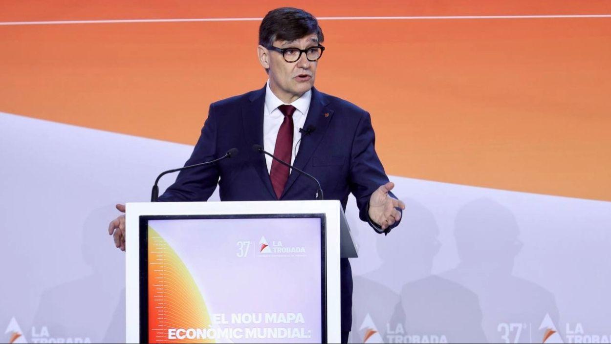 El presidente de la Generalitat, Salvador Illa, en la '37 Trobada Empresarial al Pirineu', en la Seu d'Urgell (Lleida), a 12 de junio de 2026. Rubén Moreno