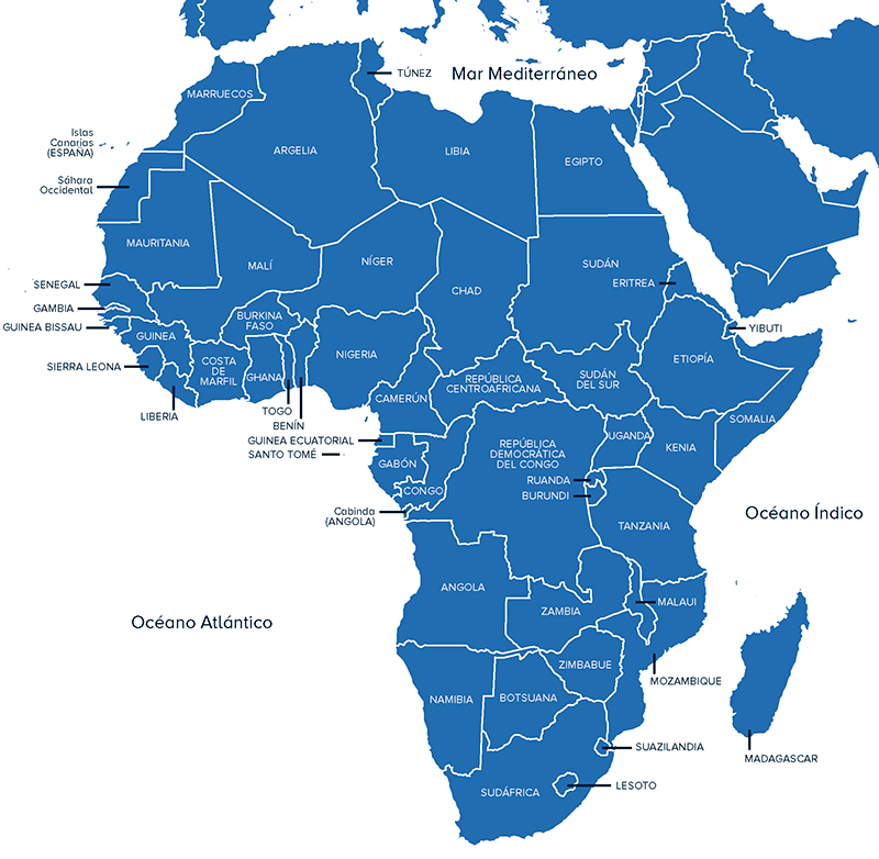 Mapa de África. ACNUR. Mapa de África. ACNUR.