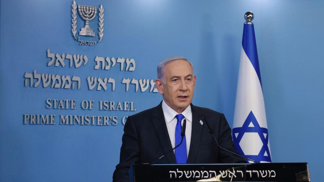 El primer ministro israelí, Benjamín Netanyahu, durante una rueda de prensa en Tel Aviv. EP.
