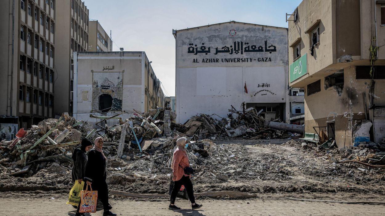 Restos de la Universidad Al Azhar, en Ciudad de Gaza, tras un bombardeo de Israel. Archivo EP