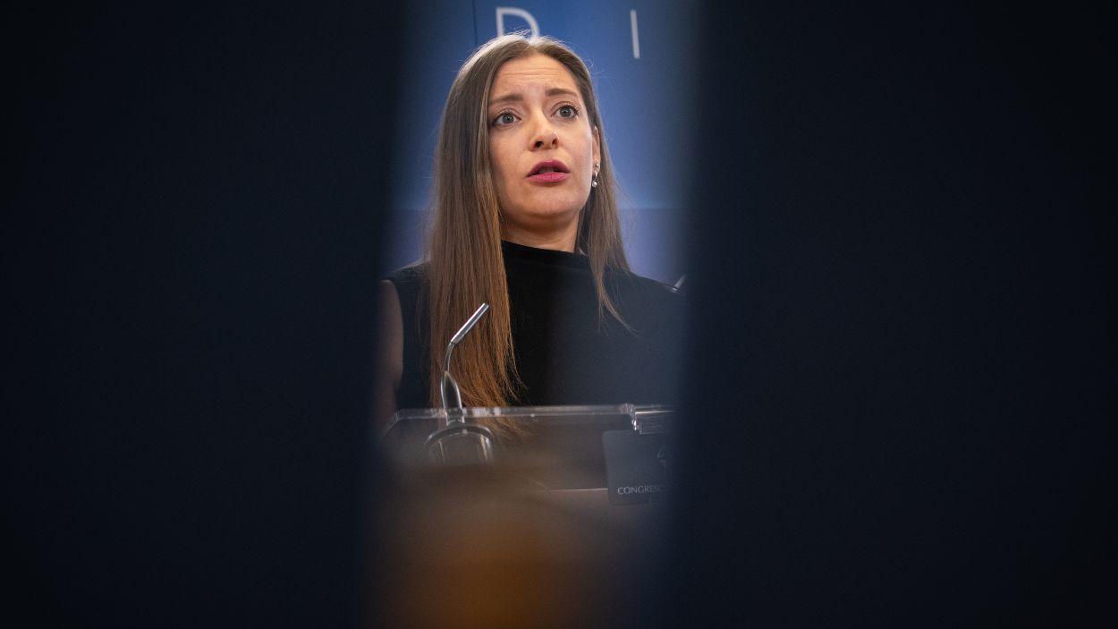 La portavoz del PP en el Congreso, Ester Muñoz, durante una rueda de prensa en el Congreso de los Diputados a 16 de junio de 2026. EP.