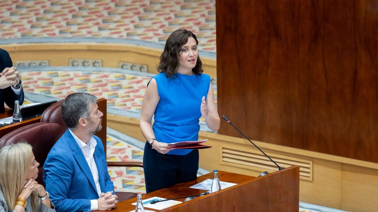 La presidenta de la Comunidad de Madrid, Isabel Díaz Ayuso, durante un pleno de la Asamblea de Madrid, a 11 de junio de 2026. EP.