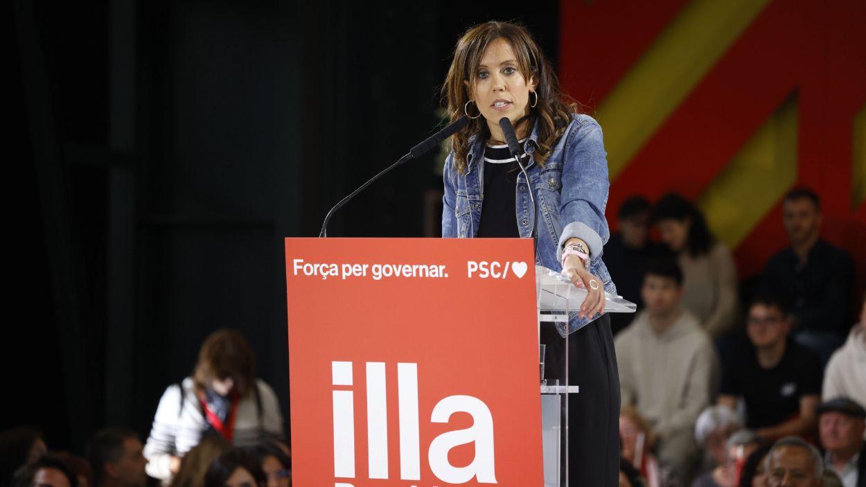 La alcaldesa de Sabadell, Marta Farrés, durante un acto del PSC en Fira Sabadell, a 25 de abril de 2024. Kike Rincón / EP