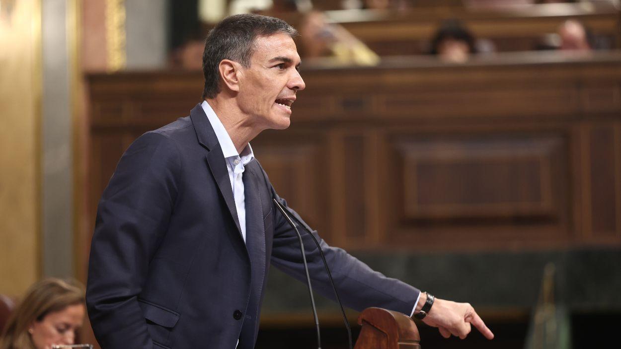 El presidente del Gobierno, Pedro Sánchez, interviene durante una sesión plenaria en el Congreso de los Diputados, a 24 de junio de 2026, en Madrid. EP.