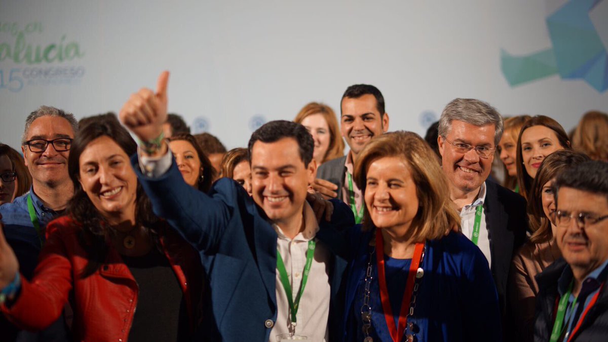 Juanma Moreno, en el congreso regional donde fue reelegido presidente del PP-A.