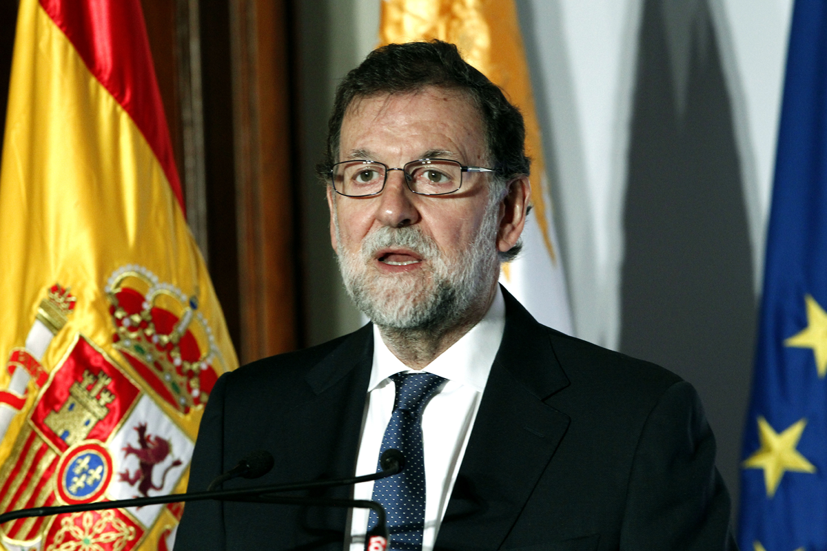 El presidente del Gobierno de España, Mariano Rajoy, habla durante un encuentro con empresarios en Uruguay. 
