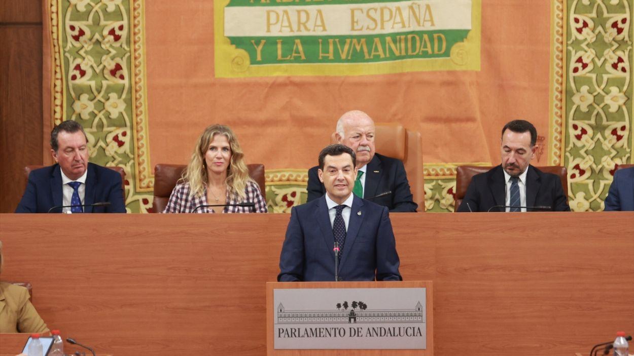 Presidente de la Junta de Andalucía en funciones, Moreno Bonilla, en el pleno de investidura / EP