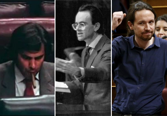 Felipe González, Antonio Hernández Mancha y Pablo Iglesias.