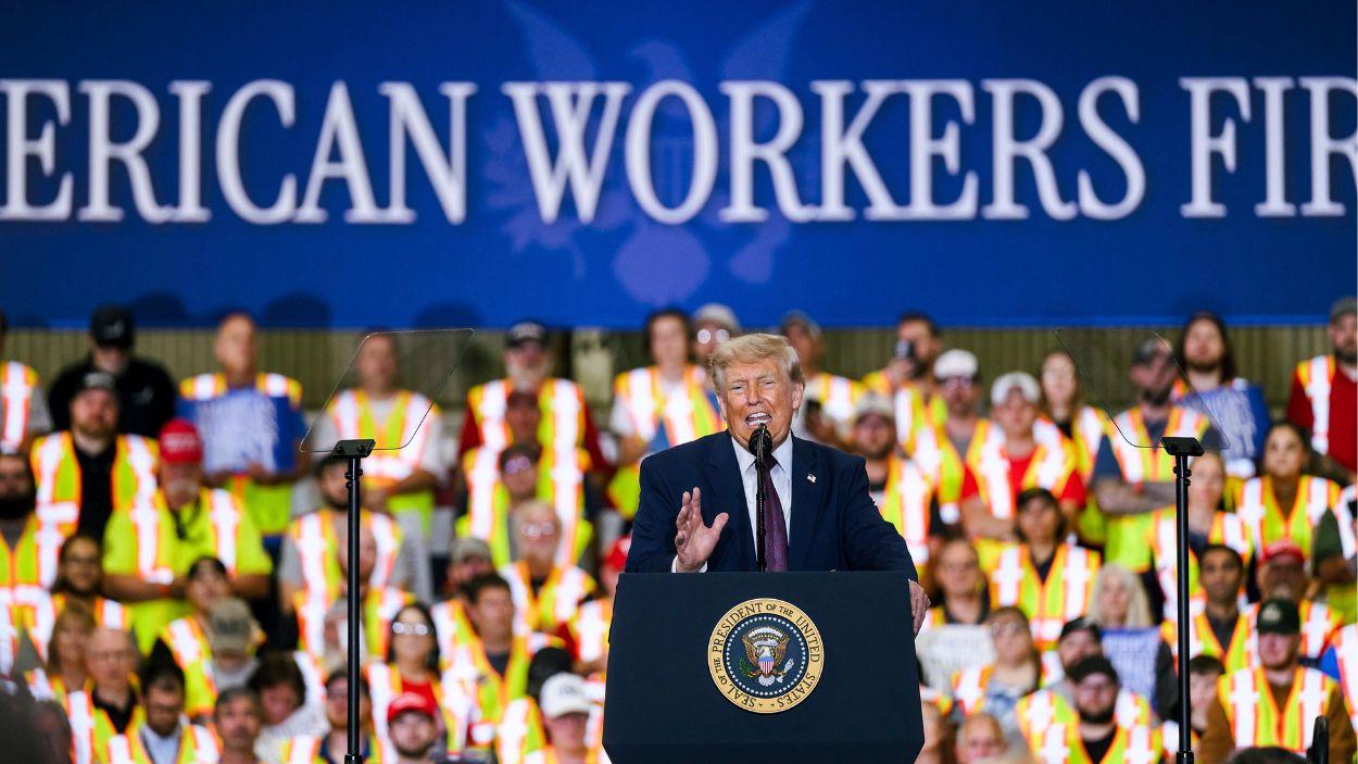 El presidente de Estados Unidos, Donald Trump, durante un acto político en Pennsylvania. EP.