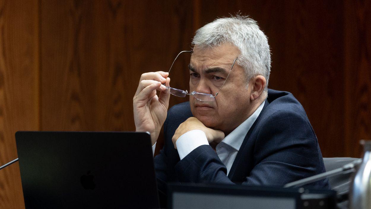 El ex secretario de Organización del PSOE Santos Cerdán durante la Comisión de Investigación del ‘caso Koldo’, en el Senado. EP/Archivo.