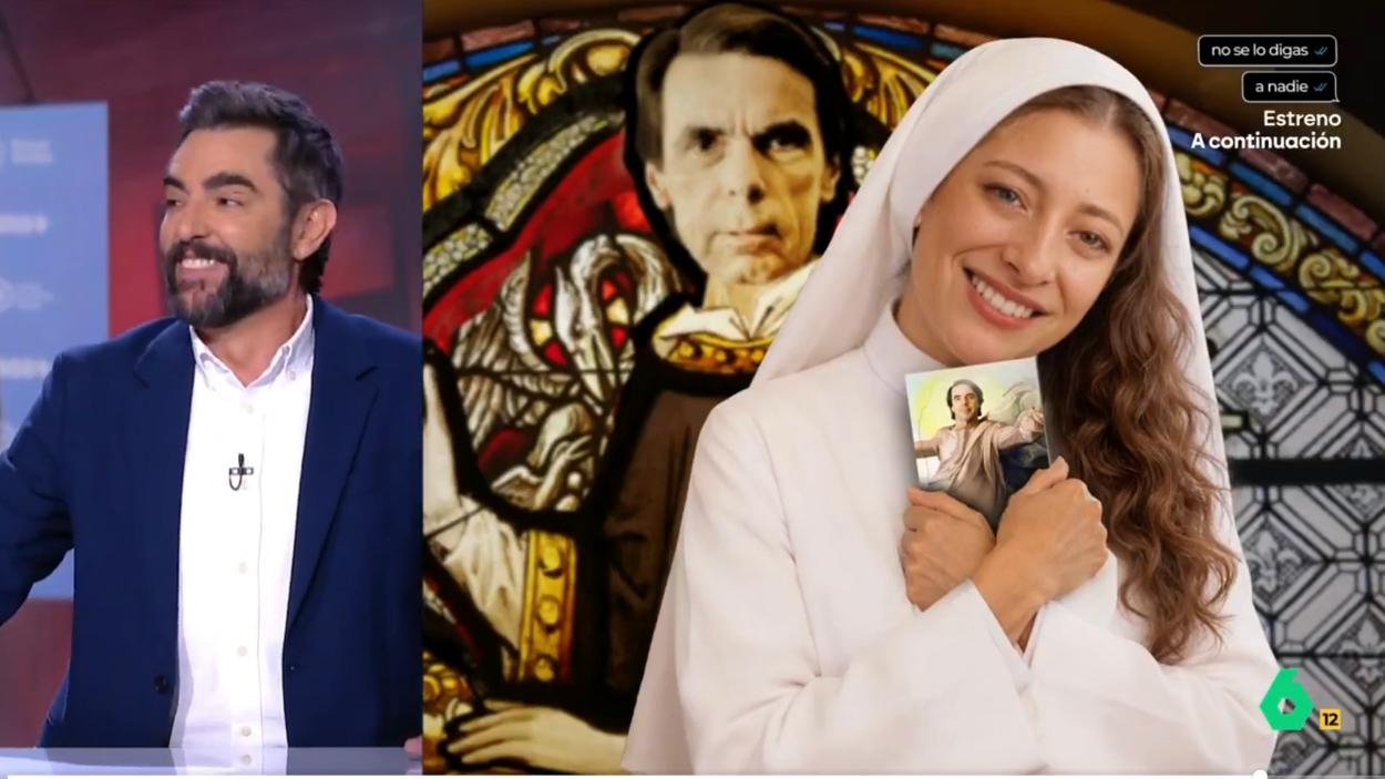 Dani Mateo y la imagen manipulada de Ester Muñoz en 'El Intermedio'. ATRESMEDIA. 
