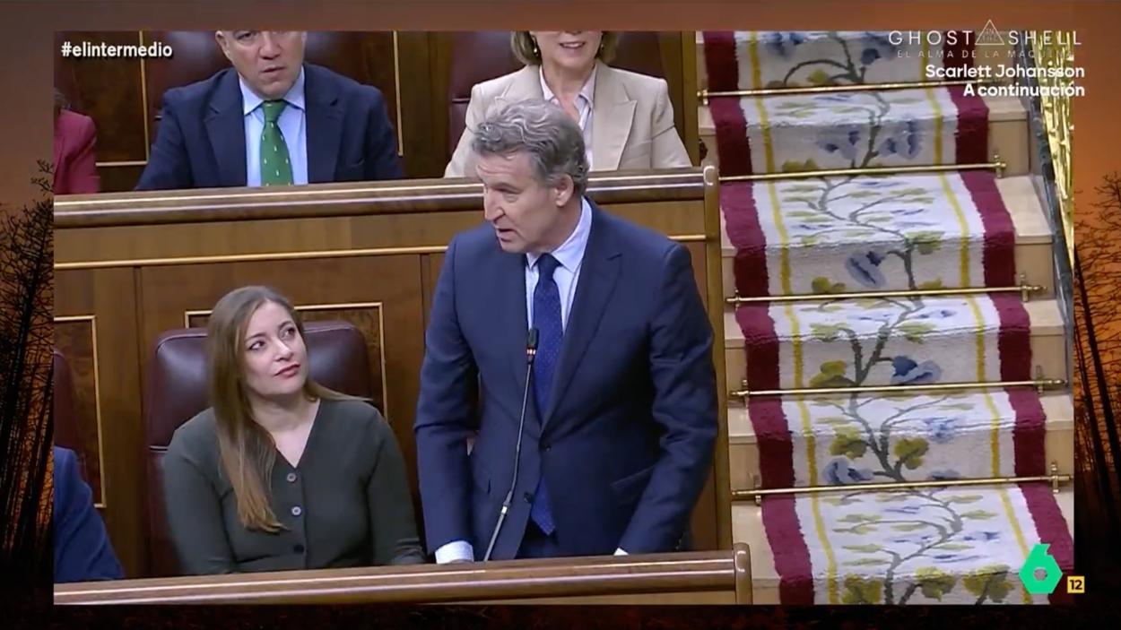 Feijóo durante su tropiezo dialéctico en el Congreso. ATRESMEDIA. 